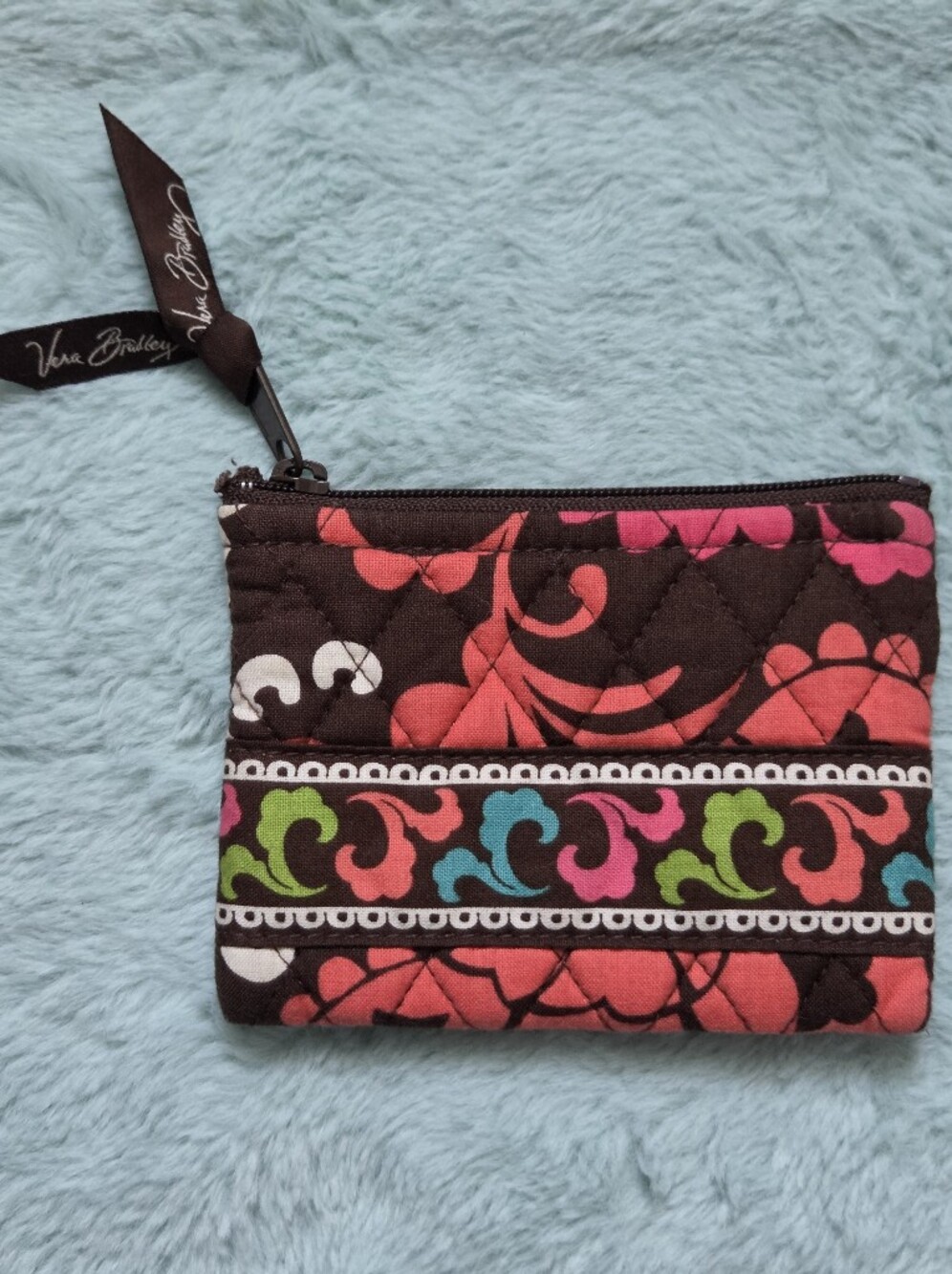 Vera Bradley Brown Multicolor Quilted Zipper Holder